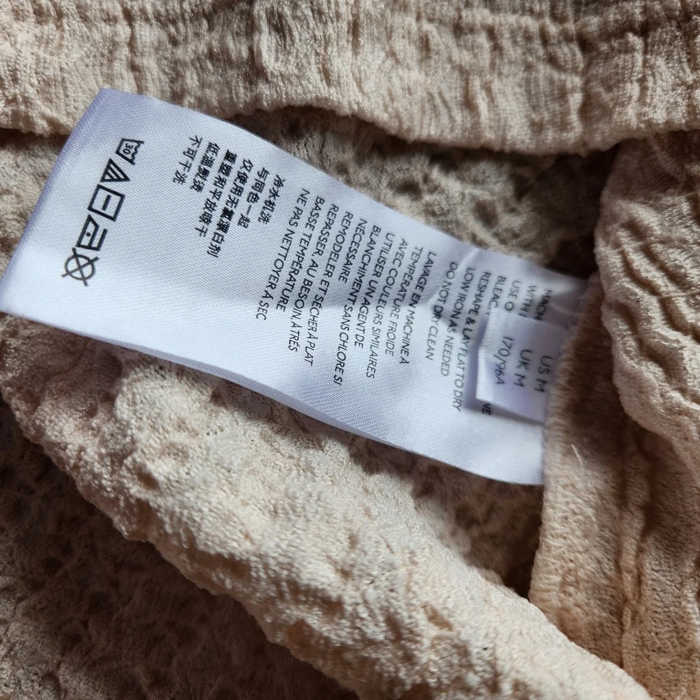 FREE PEOPLE Ela Mock Neck Puff Sleeve Cream Blouse Medium - Picture 5 of 6